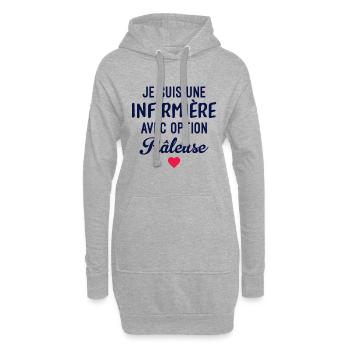 T-shirt je suis une infirmière avec option raleuse - Sweat-shirt à capuche long Femme - gris chiné - Devant