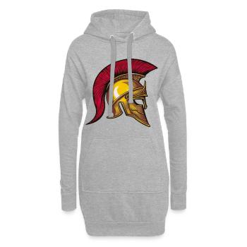 symbole de casque spartiate - Sweat-shirt à capuche long Femme - gris chiné - Devant