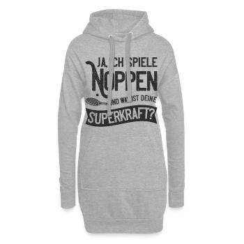 Ja ich spiele Noppen und was ist deine Superkraft? - Hoodie-Kleid - Grau meliert - Vorne
