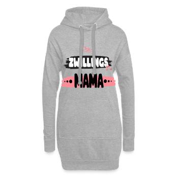 Zwillinge Mutter Mama Zwillingsmama Eltern Mom - Hoodie-Kleid - Grau meliert - Vorne