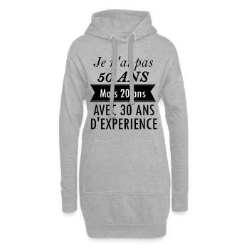 Cadeau anniversaire 50 ans - Sweat-shirt à capuche long Femme - gris chiné - Devant