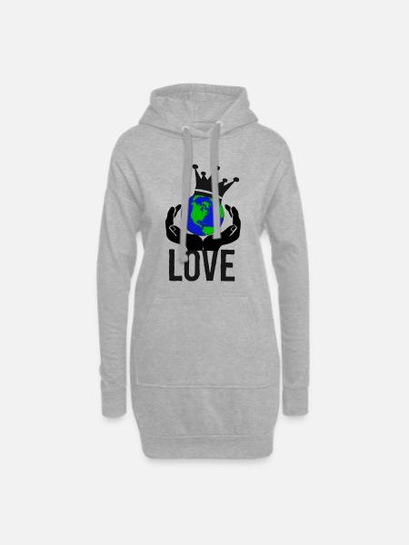 Natur Umwelt Klima Krone Liebe Öko Bio Nachhaltig - Hoodie-Kleid - Grau meliert