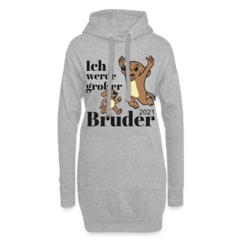 Ich werde grosser Bruder 2021 - Hoodie-Kleid - Grau meliert - Vorne