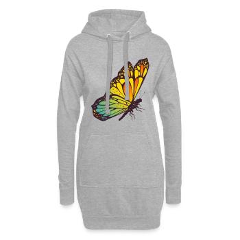 papillon - Sweat-shirt à capuche long Femme - gris chiné - Devant