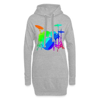 Tambours - Sweat-shirt à capuche long Femme - gris chiné - Devant
