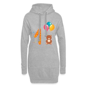 Premier ours en peluche joyeux anniversaire avec des ballons à air chaud - Sweat-shirt à capuche long Femme - gris chiné - Devant