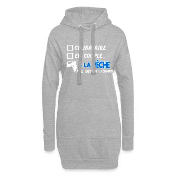 célibataire en couple à la pêche. Humour pêcheur - Sweat-shirt à capuche long Femme - gris chiné - Devant