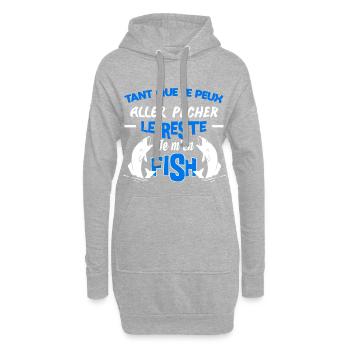 Tant que je peux aller pêcher, je m'en Fish. - Sweat-shirt à capuche long Femme - gris chiné - Devant
