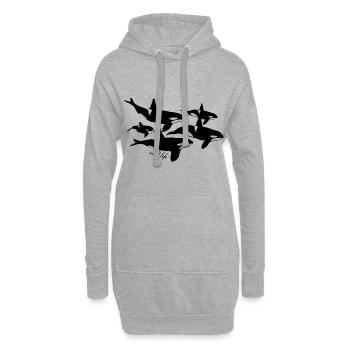 La faune de l'épaulard - Sweat-shirt à capuche long Femme - gris chiné - Devant