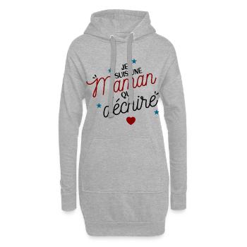 Je suis une maman déchire - Sweat-shirt à capuche long Femme - gris chiné - Devant