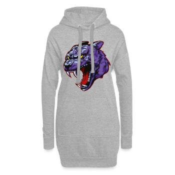 tête de panthère animal bête - Sweat-shirt à capuche long Femme - gris chiné - Devant