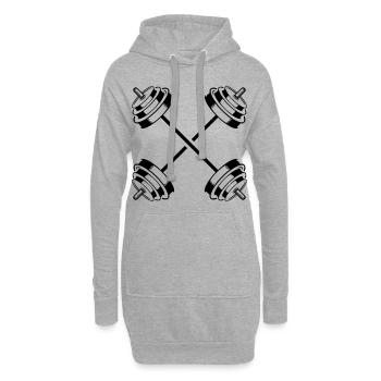 haltère icône poids symbole haltère - Sweat-shirt à capuche long Femme - gris chiné - Devant