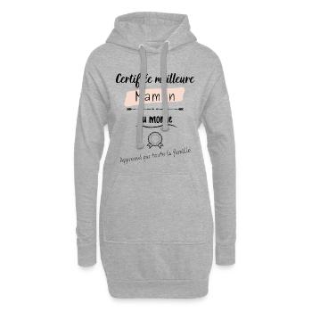 Certifiée meilleure maman du monde - Sweat-shirt à capuche long Femme - gris chiné - Devant