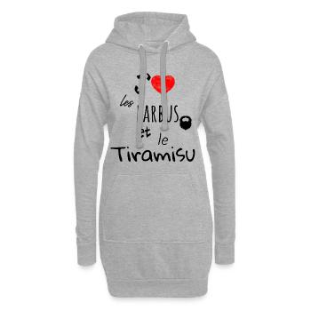 j'aime les barbus et le tiramisu - Sweat-shirt à capuche long Femme - gris chiné - Devant