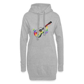Guitare avec des notes de musique colorées - Sweat-shirt à capuche long Femme - gris chiné - Devant