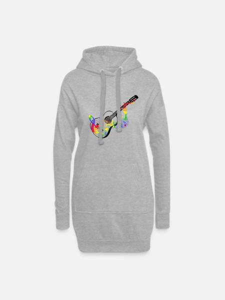 Guitar with colorful music notes - Hoodie Dress - heather grey