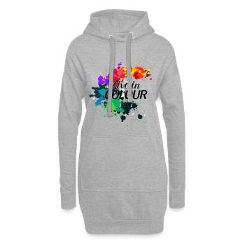 Live Life in artful Colours - Hoodie-Kleid - Grau meliert - Vorne