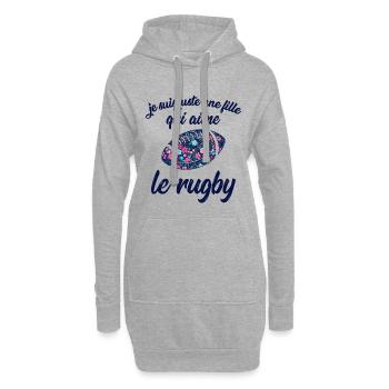 je suis juste une fille qui aime le rugby - Sweat-shirt à capuche long Femme - gris chiné - Devant
