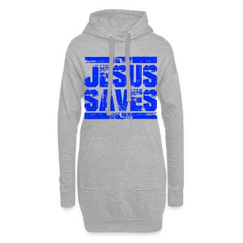 jesus saves - Sweat-shirt à capuche long Femme - gris chiné - Devant