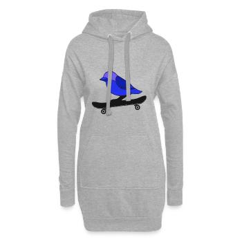 süßer Skatender Vogel - Hoodie-Kleid - Grau meliert - Vorne