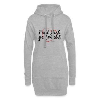 Fühl dich gedrückt - Spruch Glaube Stärke Hoffnung - Hoodie-Kleid - Grau meliert - Vorne