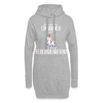Feuerwehrfrau Feuerwehr Einhorn Beruf Spruch - Hoodie-Kleid - Grau meliert - Vorne