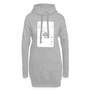 Poker poker cartes jeu de cartes as de pique - Sweat-shirt à capuche long Femme - gris chiné - Devant