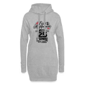 Amour et bonheur depuis 25 ans! - Sweat-shirt à capuche long Femme - gris chiné - Devant