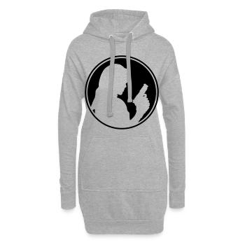 Frau Pistole silhouette kreis - Hoodie-Kleid - Grau meliert - Vorne