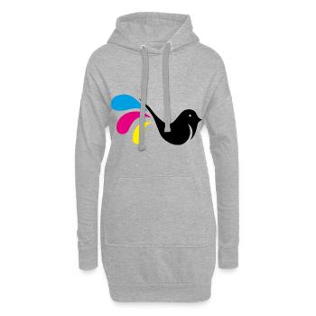 Graphique d'oiseau coloré - Sweat-shirt à capuche long Femme - gris chiné - Devant