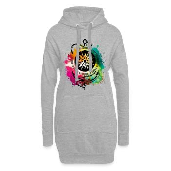 ancre boussole corde coloré symbole - Sweat-shirt à capuche long Femme - gris chiné - Devant