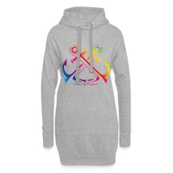 anker symbole coloré - Sweat-shirt à capuche long Femme - gris chiné - Devant