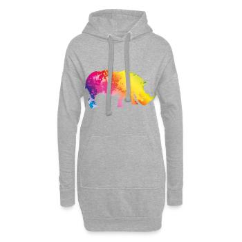 Rhinocéros silhouette coloré - Sweat-shirt à capuche long Femme - gris chiné - Devant