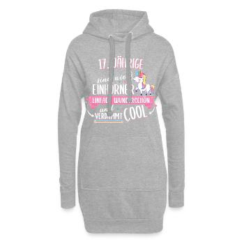 Geburtstag 17 Geburtstag Einhorn Spruch Party - Hoodie-Kleid - Grau meliert - Vorne