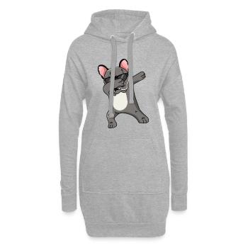 Französische Bulldogge Dabbing Tanzende Lustig - Hoodie-Kleid - Grau meliert - Vorne