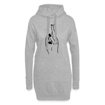 Paar Liebe Hand Finger Zusammen Geschenk - Hoodie-Kleid - Grau meliert - Vorne