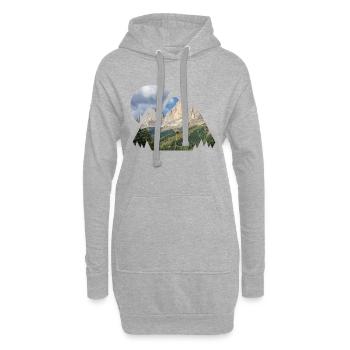 Berg Bergsteigen Landschaft Natur Berge Wald - Hoodie-Kleid - Grau meliert - Vorne