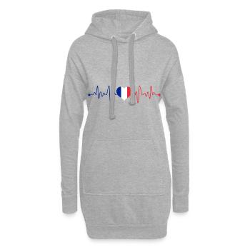 Frankreich Land Flagge Herzschlag für Franzosen - Hoodie-Kleid - Grau meliert - Vorne