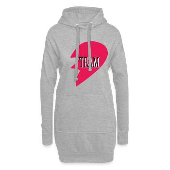 Dream Team Herz - Sweat-shirt à capuche long Femme - gris chiné - Devant