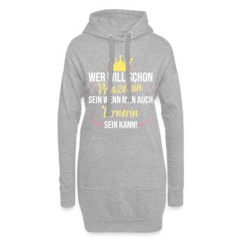 Turnen Prinzessin Bodenturnen Geräteturnen Spruch - Hoodie-Kleid - Grau meliert - Vorne