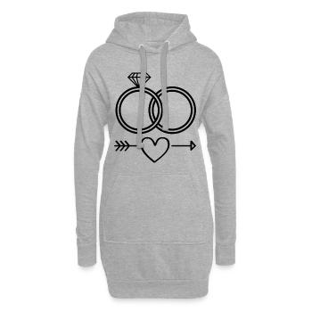 Anneaux de mariage symbole icône anneaux mariage - Sweat-shirt à capuche long Femme - gris chiné - Devant