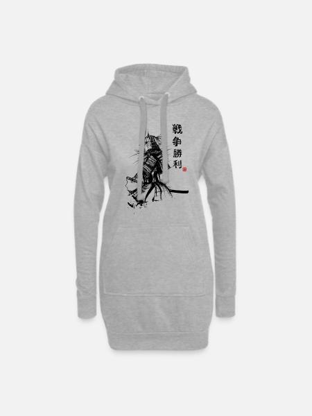 Japanese samorai - Hoodie Dress - heather grey
