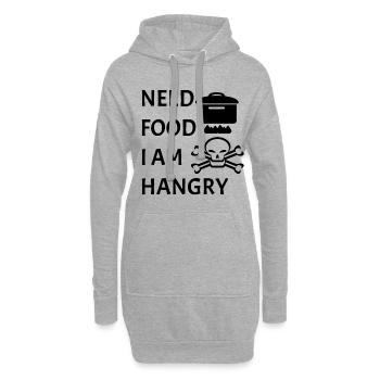 need food i am hangry - Hoodie-Kleid - Grau meliert - Vorne