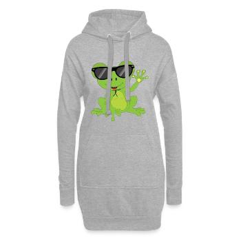 Süsser kleiner Frosch Grün Sonnenbrille für Kinder - Hoodie-Kleid - Grau meliert - Vorne
