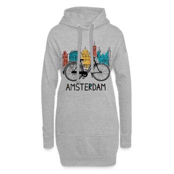 Amsterdam Adam Radfahren Fahrrad - Hoodie-Kleid - Grau meliert - Vorne