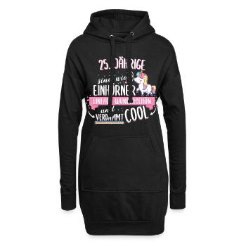 Geburtstag 25 Geburtstag Einhorn Spruch Party - Hoodie-Kleid - Schwarz - Vorne