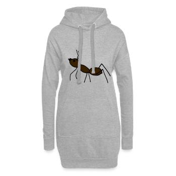 fourmi - Sweat-shirt à capuche long Femme - gris chiné - Devant