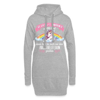 Arzthelferin Arzthelfer Arzt Beruf Spruch Einhorn - Hoodie-Kleid - Grau meliert - Vorne