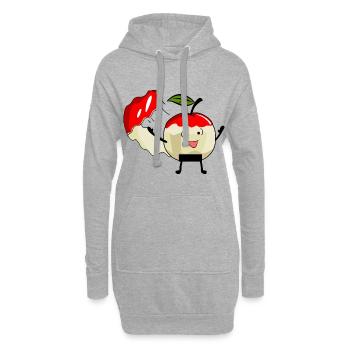 Nackt Nudismus Stripper Frucht Apfel Penis Vagina - Hoodie-Kleid - Grau meliert - Vorne