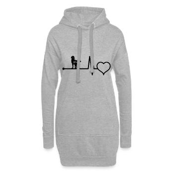 Ligne de cœur de battement de coeur noir Labrador Retriever - Sweat-shirt à capuche long Femme - gris chiné - Devant